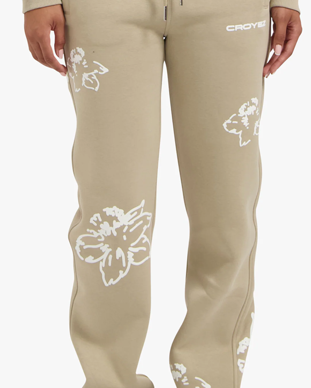 CROYEZ WOMEN FLOWER STRAIGHT LEG SWEATPANTS | SAND - Image 4