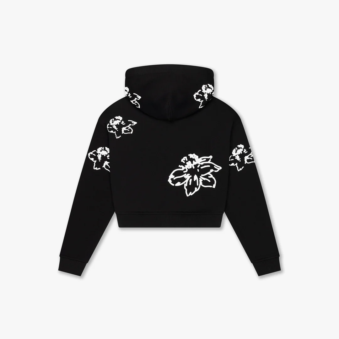CROYEZ WOMEN FLOWER ZIP HOODIE | BLACK - Image 2