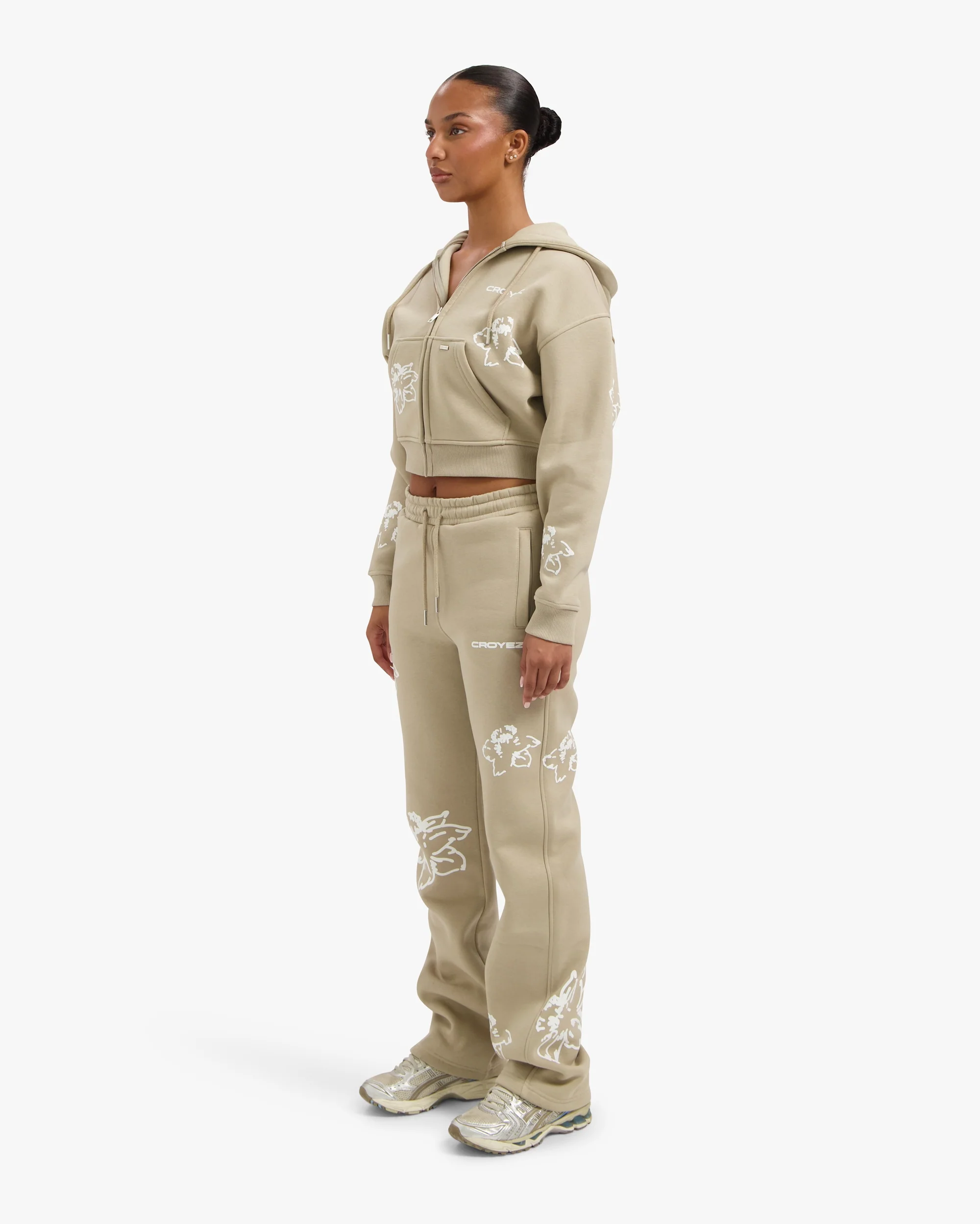 Croyez Women Initial Flower Tracksuit | Sand - Image 7